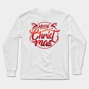 Merry Christmas Lettering with Colors Long Sleeve T-Shirt